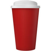 Americano® Eco 350 ml gerecyclede beker met spill-proof deksel - Rood/Wit