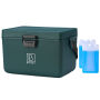 Brisby Koelbox - Frigobox - Coolbox - Auto - Lichtgewicht - Broodtrommel - 12L - 2 Gratis koelelementen van 450ml per stuk - Incl. Dividers Snijplanken - Bieropener - Flesopener - Max. 40 uur isolatie - Groen
