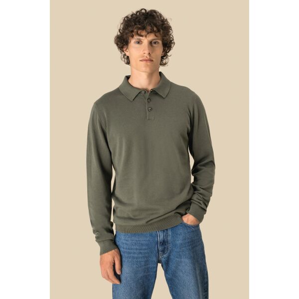 Ecologische herenpolo met lange mouwen Navy Blue S Ecologische herenpolo met lange mouwen Navy Blue S