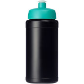 Baseline gerecyclede sportfles van 500 ml - Zwart/Aquablauw Baseline gerecyclede sportfles van 500 ml - Zwart/Aquablauw