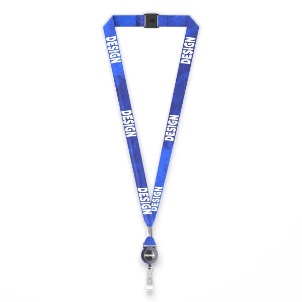 Gerecycled Polyester (rPET) sublimatie lanyard met badge reel met metalen krimp Gerecycled Polyester (rPET) sublimatie lanyard met badge reel met metalen krimp