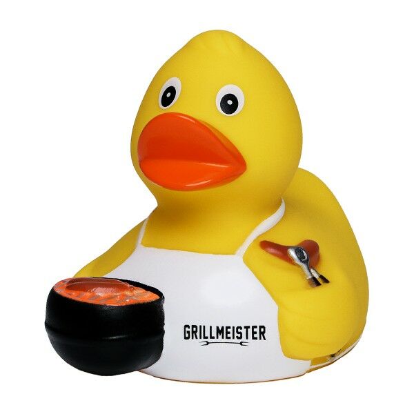 Squeaky duck BBQ with slogan