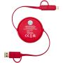 Alasia 5-in-1 100 cm intrekbare datasynchronisatie- en 45 W snellaadkabel van gerecycled plastic en aluminium - Rood