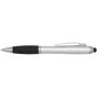 Nash RCS balpen met stylus van gerecycled plastic met gekleurde behuizing en zwarte grip (blauwe inkt) - Zilver