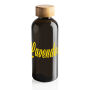 GRS recycled PET fles met bamboe dop, zwart