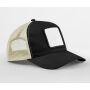 APPLIQUÉ PATCH 5 PANEL TRUCKER, BLACK/STONE, One size, BEECHFIELD