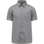 Overhemd in onderhoudsvriendelijk polykatoen-popeline korte mouwen heren Marl Storm Grey 6XL