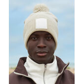 Appliqué Patch Pom Beanie - Black/White - One Size