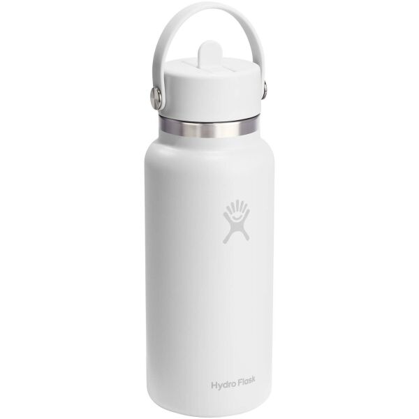 Hydro Flask-waterfles met brede opening, 946 ml, geïsoleerd roestvrij staal, met rietje-dop - Zwart Hydro Flask-waterfles met brede opening, 946 ml, geïsoleerd roestvrij staal, met rietje-dop - Zwart