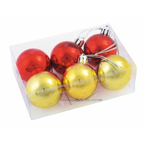 Kerstballen XMAS LINE goud, rood