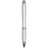 Curvy ballpoint pen with frosted barrel and grip - Wit