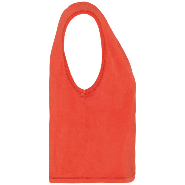Ecologisch cropped mouwloos dames-T-shirt Washed Paprika XS