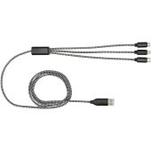 Alphecca 5-in-1-oplaadkabel van gerecycled aluminium en RPET - Zwart
