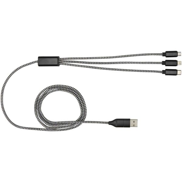 Alphecca 5-in-1-oplaadkabel van gerecycled aluminium en RPET - Zwart Alphecca 5-in-1-oplaadkabel van gerecycled aluminium en RPET - Zwart