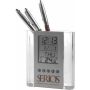 ABS pennenhouder met klok Carter zwart/zilver