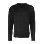 Knitted Cotton Acrylic V Neck Sweater, Black, 5XL, Premier