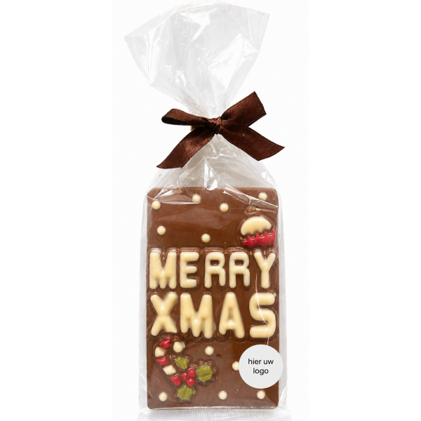 Chocolade tablet "MERRIE X-MAS" incl. logosticker Chocolade tablet "MERRIE X-MAS" incl. logosticker