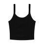 Women's Micro Rib Spaghetti Strap Tank - Solid Black Blend - L