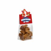 Blokzakje met kopkaartje in eigen vorm en 100 gram snoep, Transparant/Wit, Oud Hollandse Pepernoten