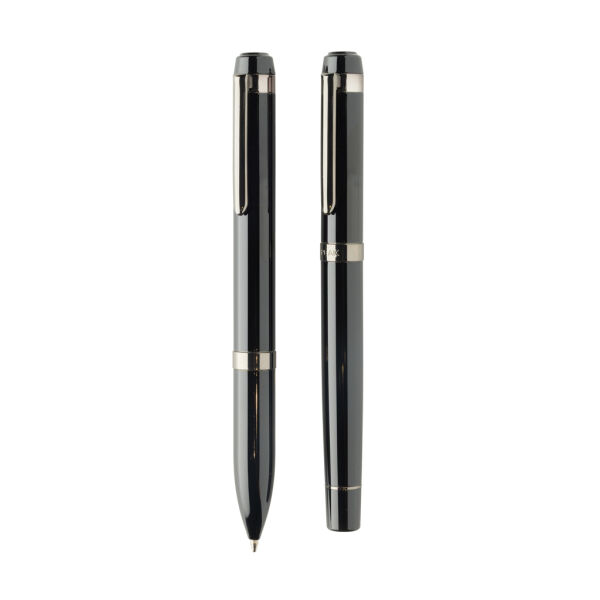 Swiss peak OSLO recycled stainless steel deluxe pen set, zwart Swiss peak OSLO recycled stainless steel deluxe pen set, zwart