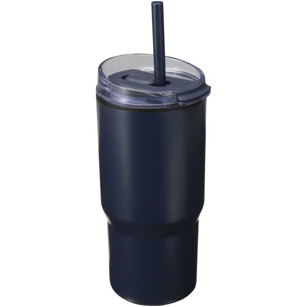 Westin 540 ml RCS gerecyclede dubbelwandige thermosbeker met rietje - Marineblauw Westin 540 ml RCS gerecyclede dubbelwandige thermosbeker met rietje - Marineblauw