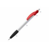 Balpen Cosmo grip combi - Wit/transparant / Fluor assorti