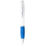 Nash balpen met witte houder en gekleurde grip (blauwe inkt) - Wit/Aqua