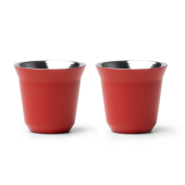 BOLUTO 2 koffiekopjes roestvrijstaal 80 ml - rood