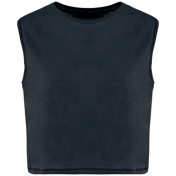 Ecologisch cropped mouwloos dames-T-shirt