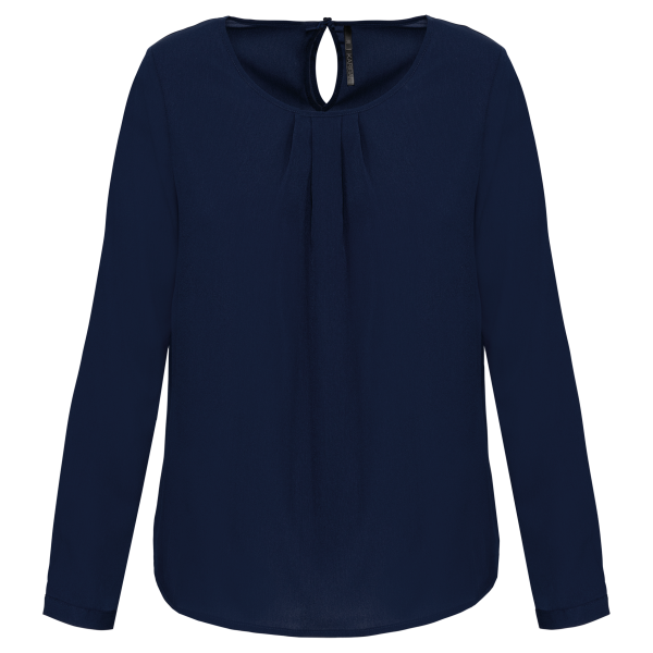 Damesblouse in crêpe met lange mouwen