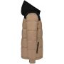 Uniseks tweekleurige gewatteerde donsjas met capuchon wet sand / black XS