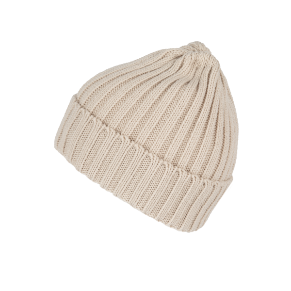 Dubbel geribde muts met omslag Light Sand One Size Dubbel geribde muts met omslag Light Sand One Size