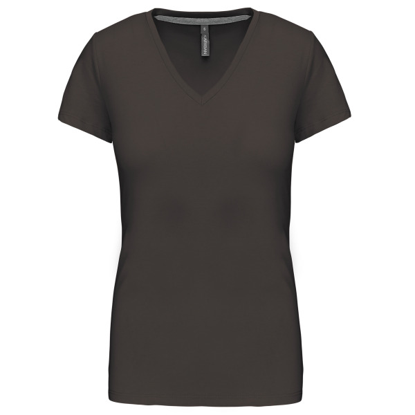 Dames T-shirt V-hals Korte Mouwen Dark Grey S