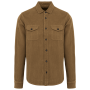 Ecologisch verwassen herenovershirt van ribfluweel Washed Brown Sugar S