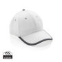 Impact AWARE™ 6 panel 280gr recycled katoen cap met bies, wit