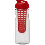 H2O Active® Base 650 ml sportfles en infuser met flipcapdeksel - Transparant/Rood