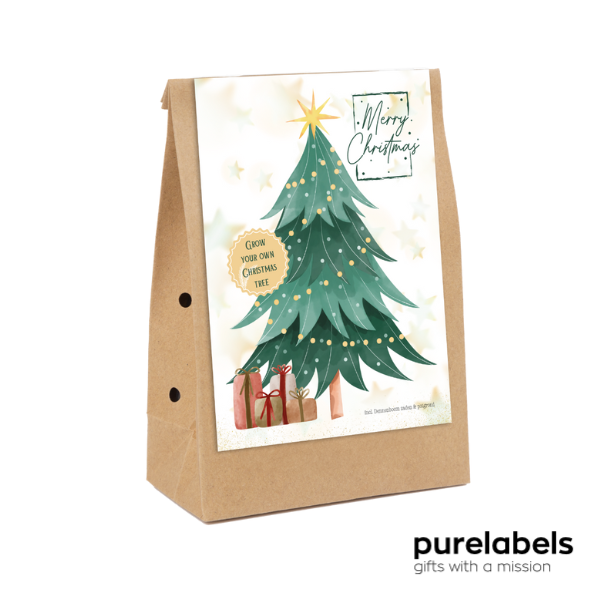 Bloembollengeschenk | Kraftzakje met dennenzaden | Kerstattentie personeel