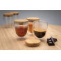 Dubbelwandig borosilicaatglas met bamboe deksel 250ml set, transparant