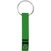Tao fles- en blikopener van RCS gerecycled aluminium met sleutelhanger - Groen