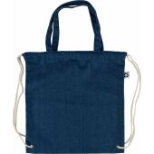 Gerecycled denim trekkoordrugtas Dex blauw