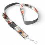 Afneembare polyester keycord met gesublimeerde satijnen overlay