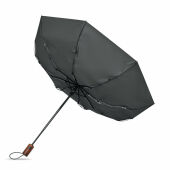 RAYNA FOLD - 21" auto paraplu houten greep - Steengrijs