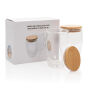 Dubbelwandig borosilicaatglas met bamboe deksel 350ml set, transparant