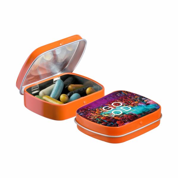 Mini scharnierblikje met snoep