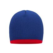 Beanie with Contrasting Border royal/red