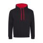 VARSITY HOODIE, JET BLACK/FIRE RED, L, JUST HOODS