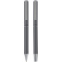 Lucetto recycled aluminium ballpoint and rollerball pen gift set - Grey