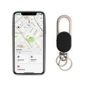 Keyfinder sleutelhanger met wereldwijd lokaliseren en USB C, zwart, grijs