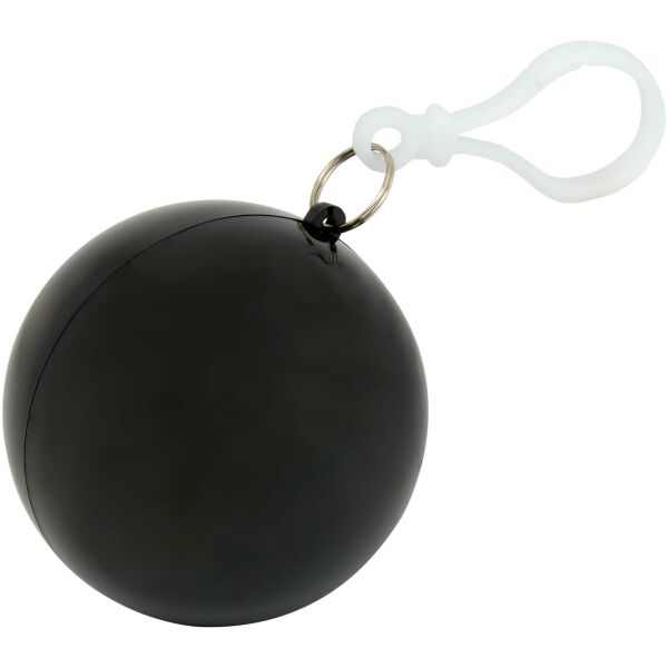 Fog poncho in ronde plastic verpakking met karabijnhaak - Zwart Fog poncho in ronde plastic verpakking met karabijnhaak - Zwart