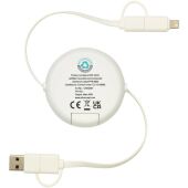 Alasia 5-in-1 100 cm intrekbare datasynchronisatie- en 45 W snellaadkabel van gerecycled plastic en aluminium - Zilver